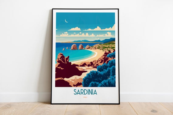 Sardinia Italy Travel Poster, Italian Island