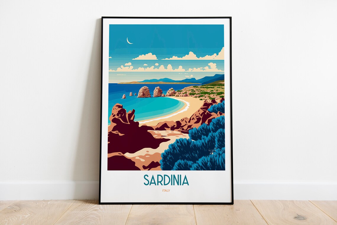 Sardinia Italy Travel Poster, Italian Island