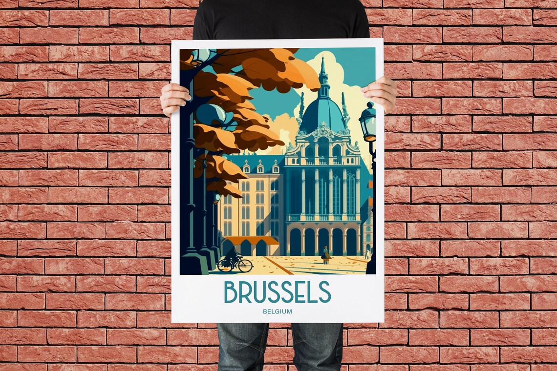 Brussels Belgium Travel Poster, Europe City Art Print - Image 3