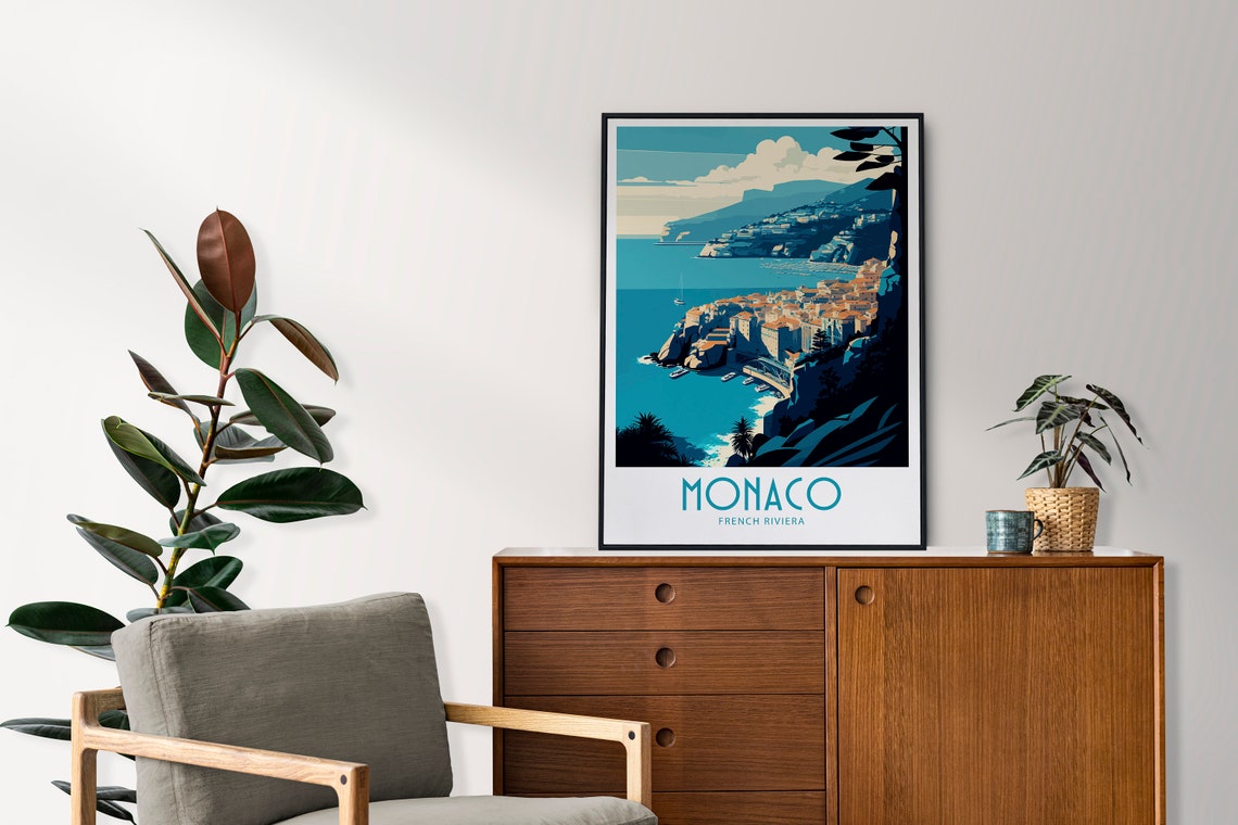 Monaco Travel Print Wall Art Monaco French Riviera Poster Wall Hanging Home Decoration French Riviera Gift Art Print Monaco French Riviera - Image 4