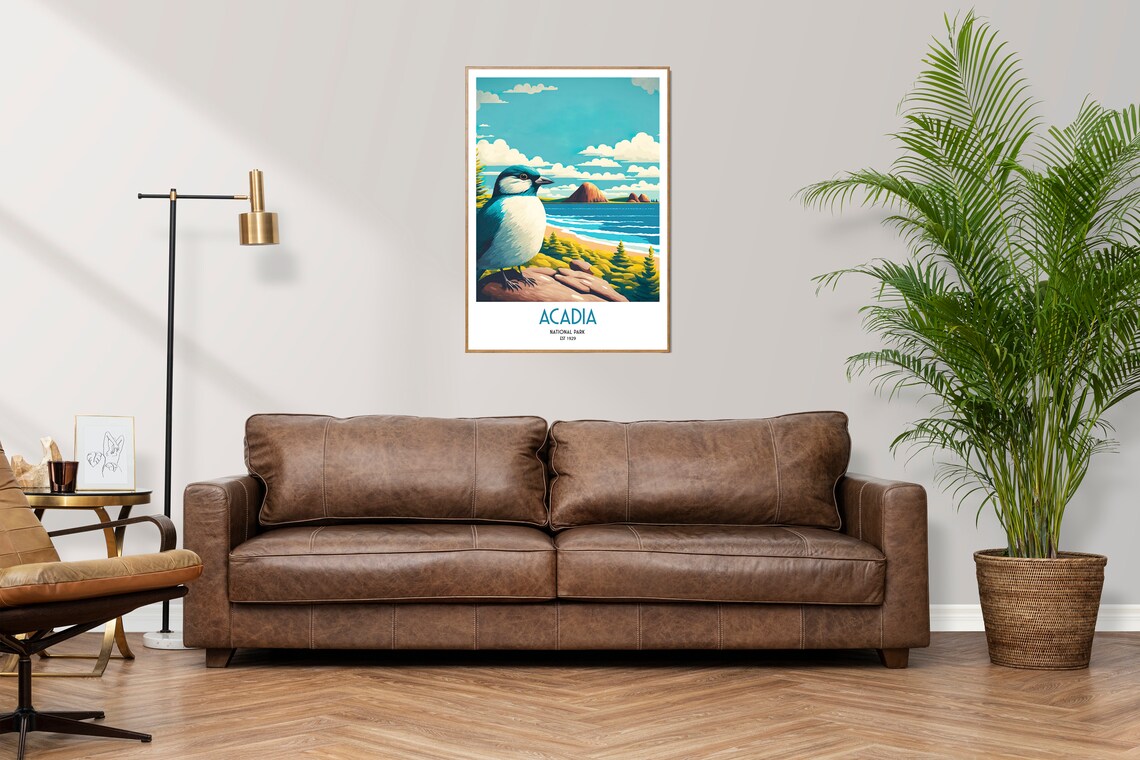 Acadia National Park Vintage Poster Coastal Songbird View Art - Image 3