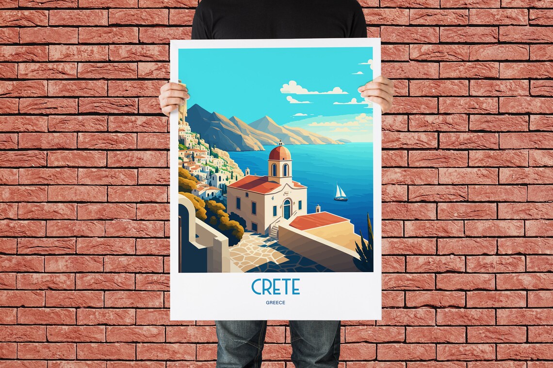 Crete Greece Travel Poster, Seaside Landmark Print - Image 3