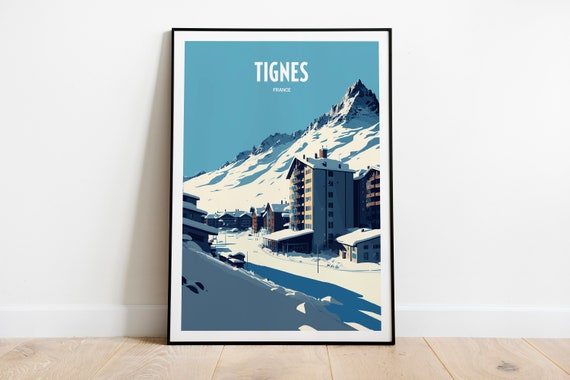 Tignes Travel Print Tignes Resort Travel Art Skiing Travel Print Skiing Mountain Peak Skiing Travel Poster