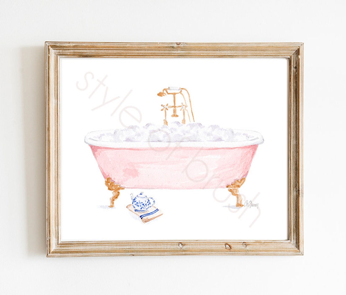 Pink Bathtub Spa Illustration Beauty Illustration Fashion Illustration - Image 2