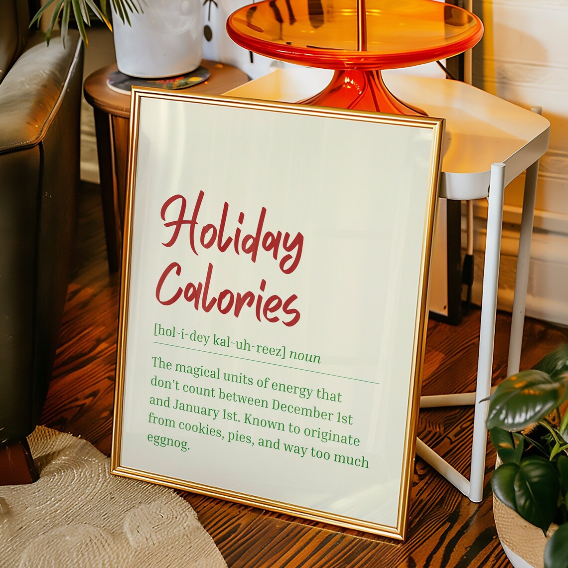 Funny Holiday Calories Christmas Kitchen Decor, Humor