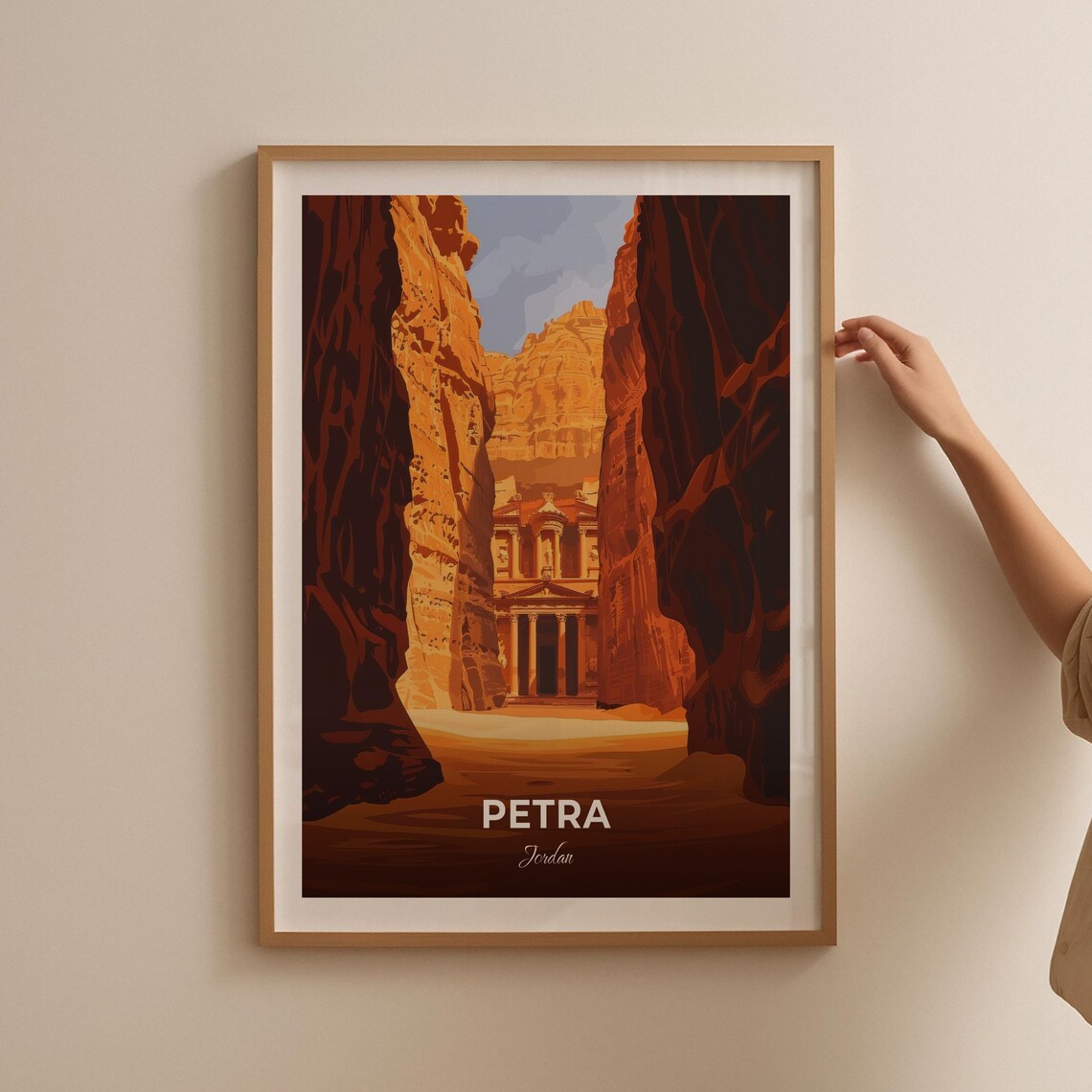 Petra Jordan The Siq Canyon Treasury Vintage Desert Travel Poster - Image 2