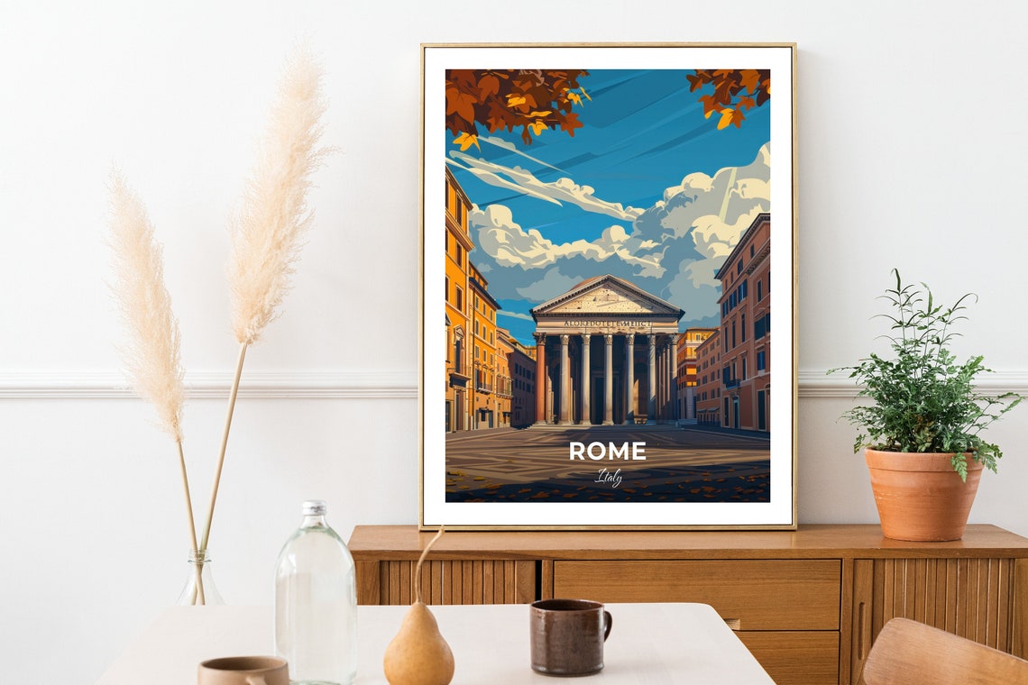 Rome Pantheon Ancient Temple Column Facade Italy Travel Poster - Image 2