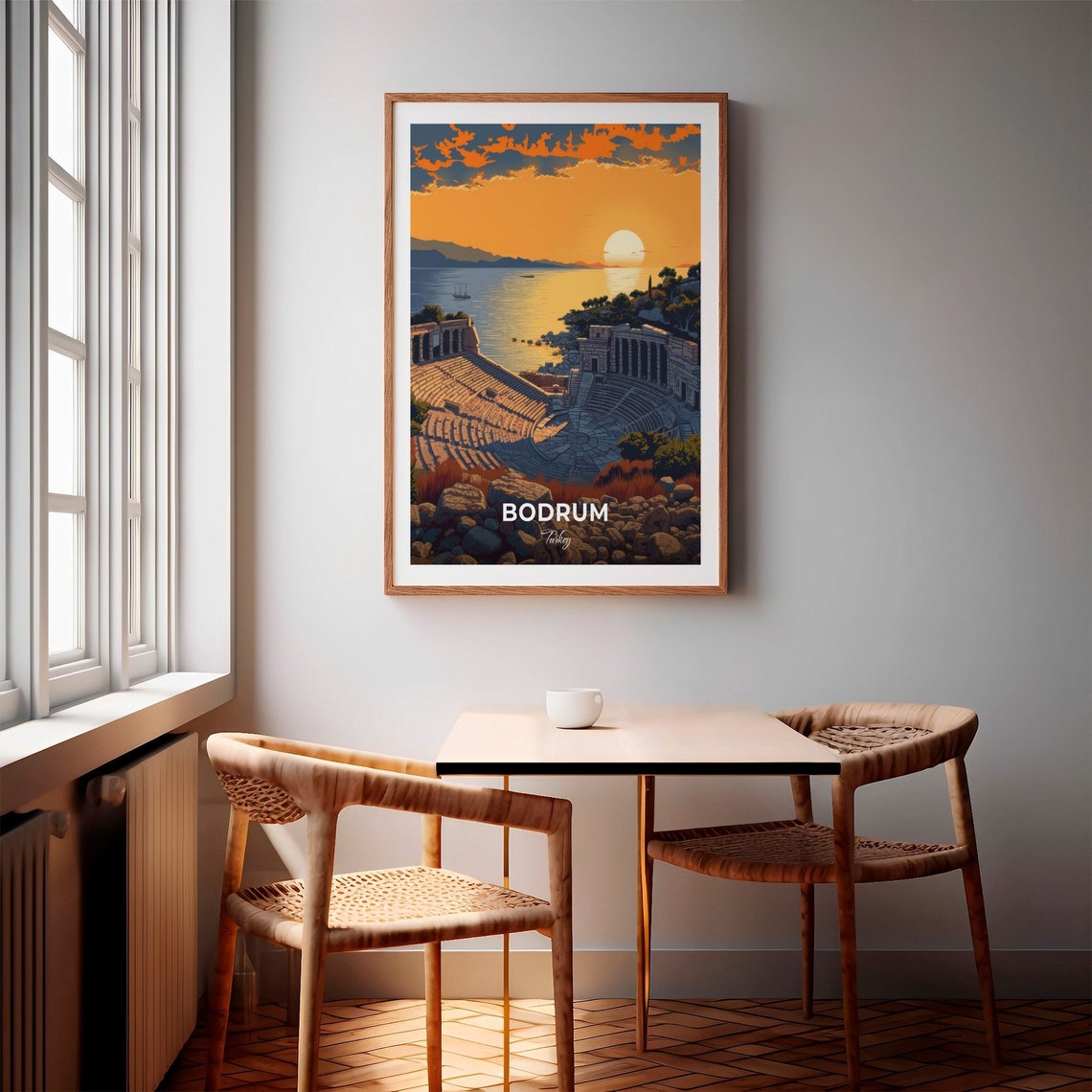 Bodrum Turkey Antique Theater Sunset Over Vast Golden Sea Poster - Image 2