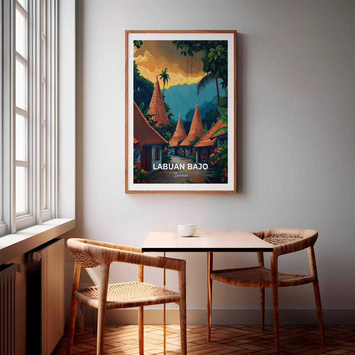 Labuan Bajo Indonesia Rainy Village Cone Houses Travel Poster - Image 2