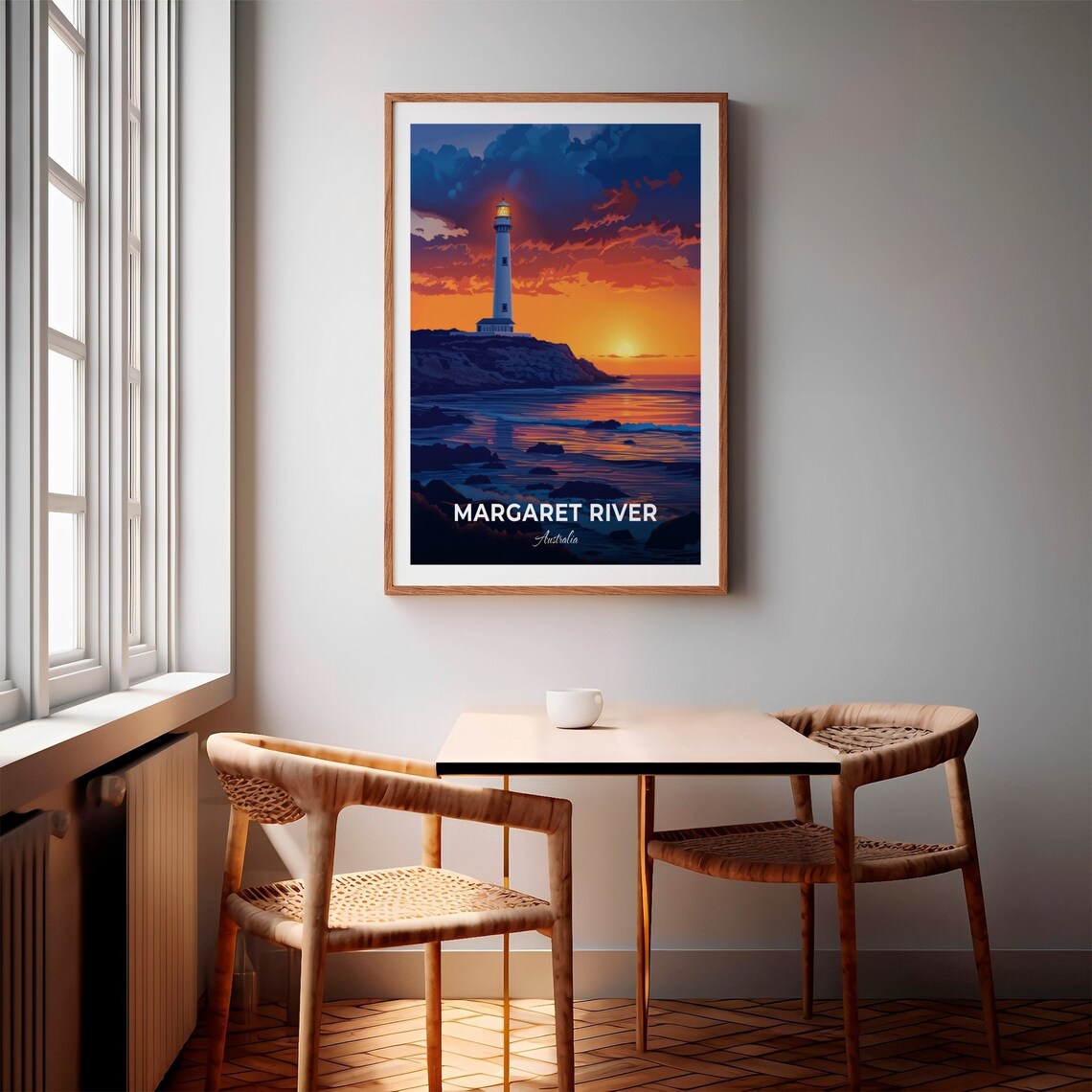 Margaret River Australia Lighthouse Glowing at Sunset Over the Sea Poster - Image 2