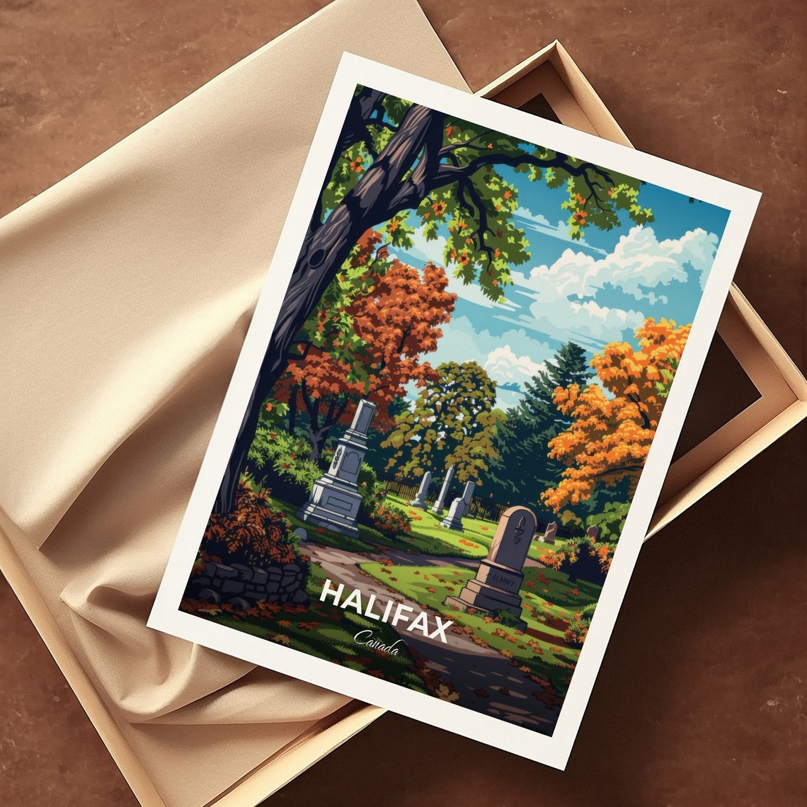 Halifax Canada Fairview Lawn Cemetery Autumn Trees Peaceful Poster - Image 3