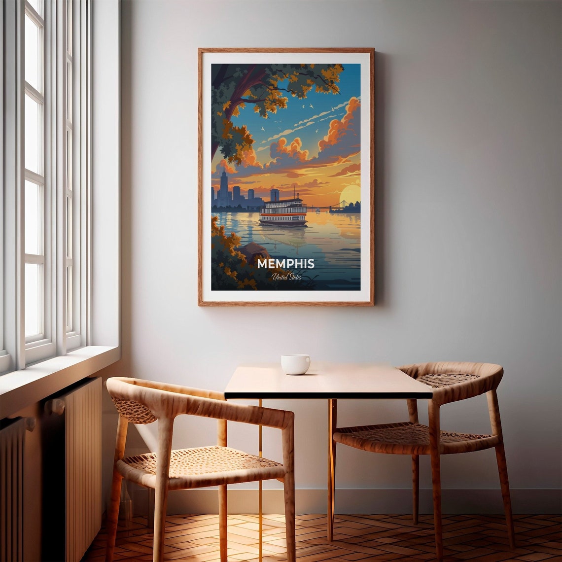 Memphis Sunset Riverboat Crossing Mississippi Riverfront Poster - Image 2