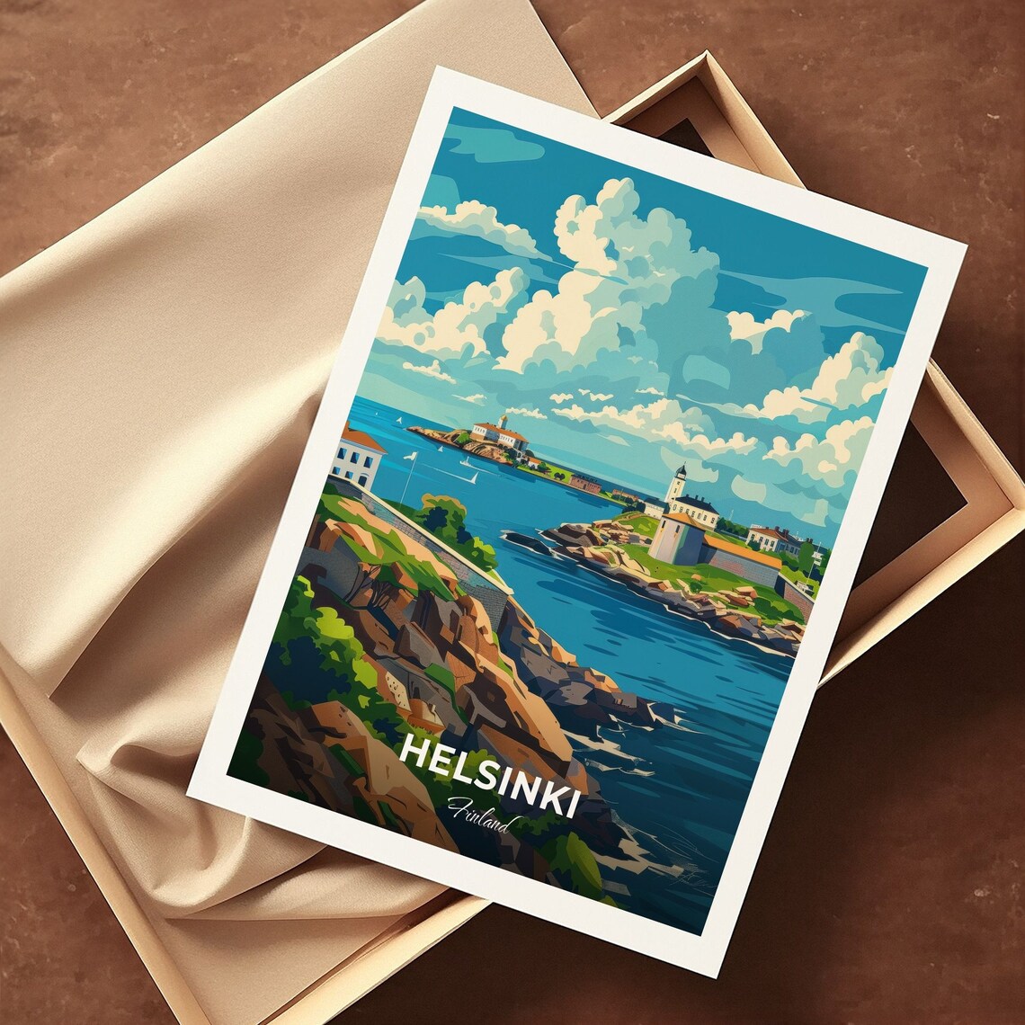 Helsinki Finland Island Fortress Rocky Coast View Travel Poster - Image 3