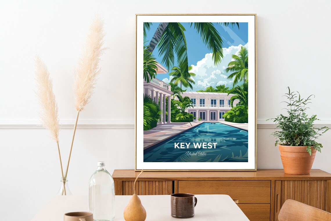 Key West Truman Little White House Columned Pool Travel Poster - Image 2