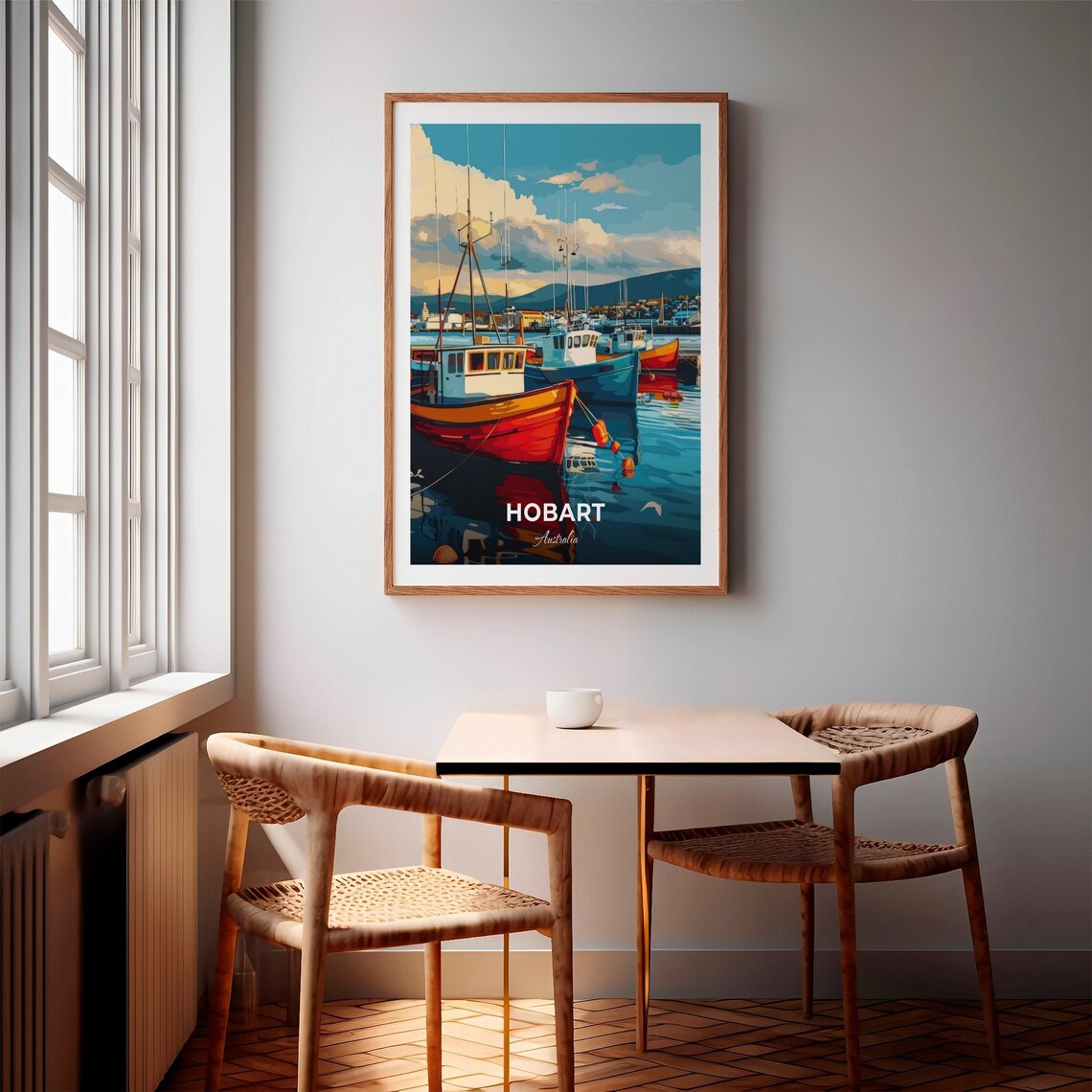 Hobart Australia Colorful Fishing Boats in Harbor Travel Poster - Image 2