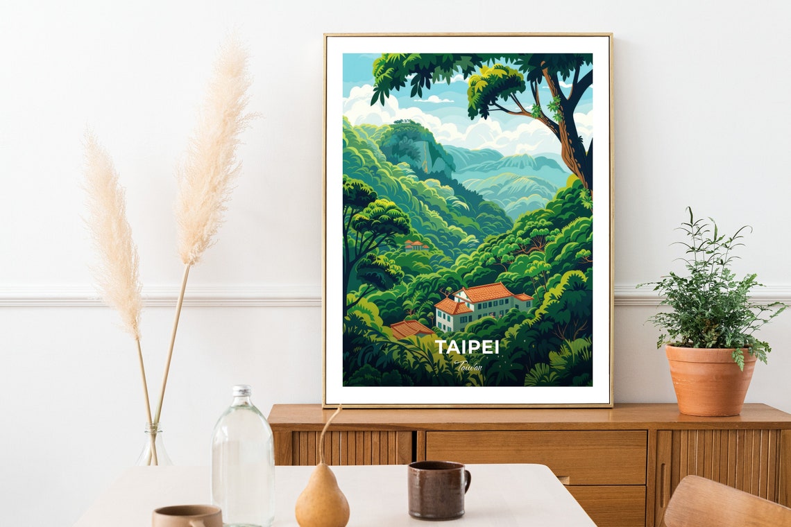 Taipei Taiwan Yangmingshan Lush Green Mountain Valley Scene Poster - Image 2