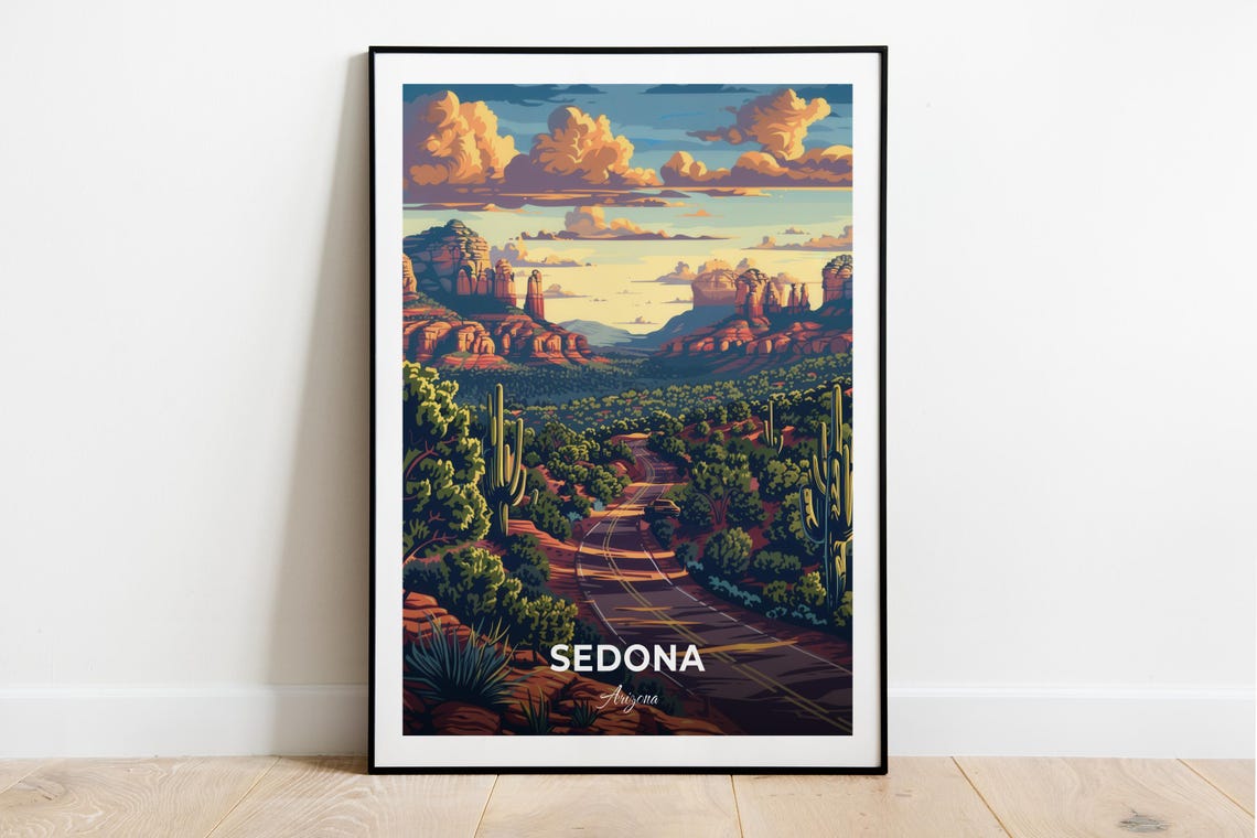 Sedona Arizona Red Rock Scenic Byway Desert Road Travel Poster