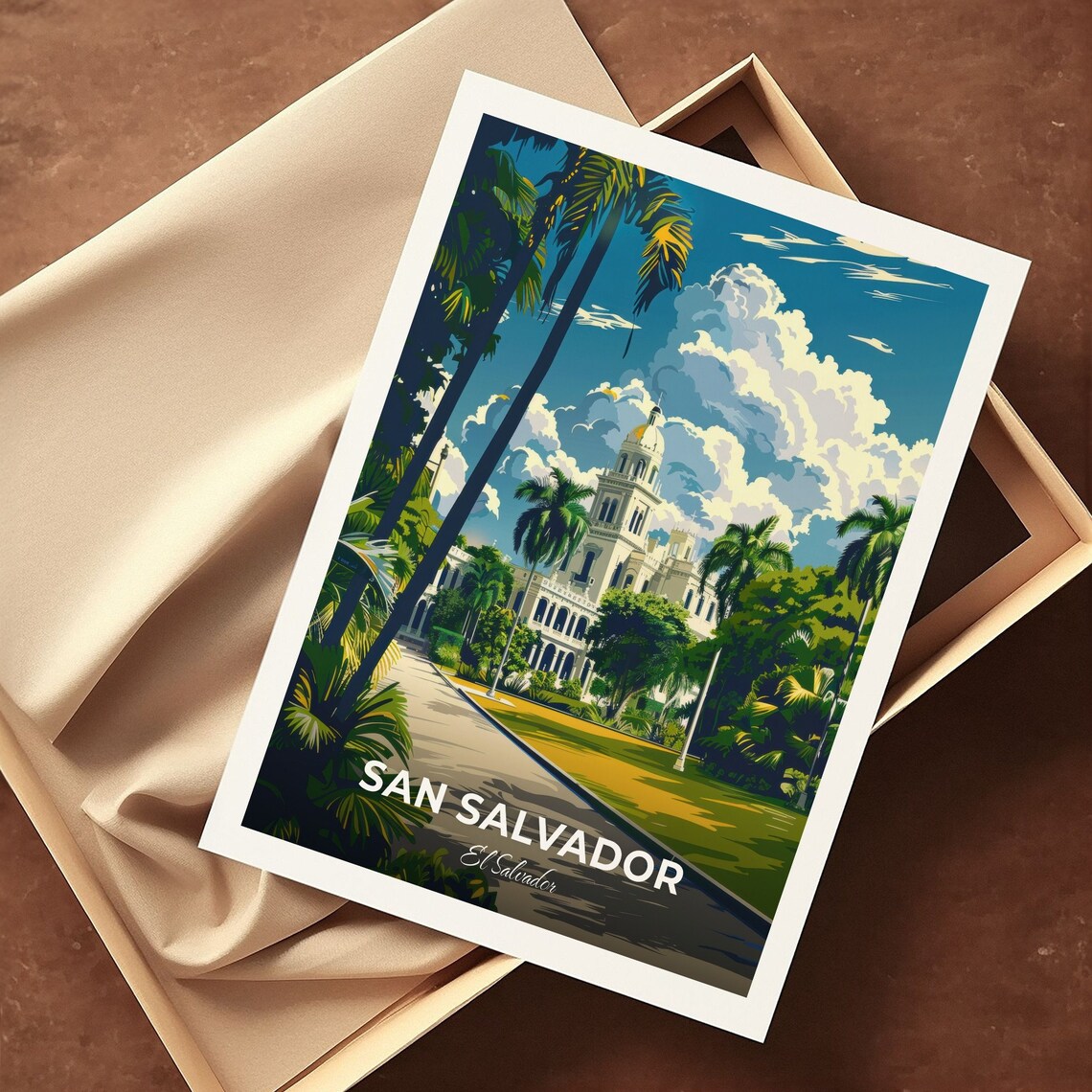 San Salvador National Palace White Dome Landmark Travel Poster - Image 3
