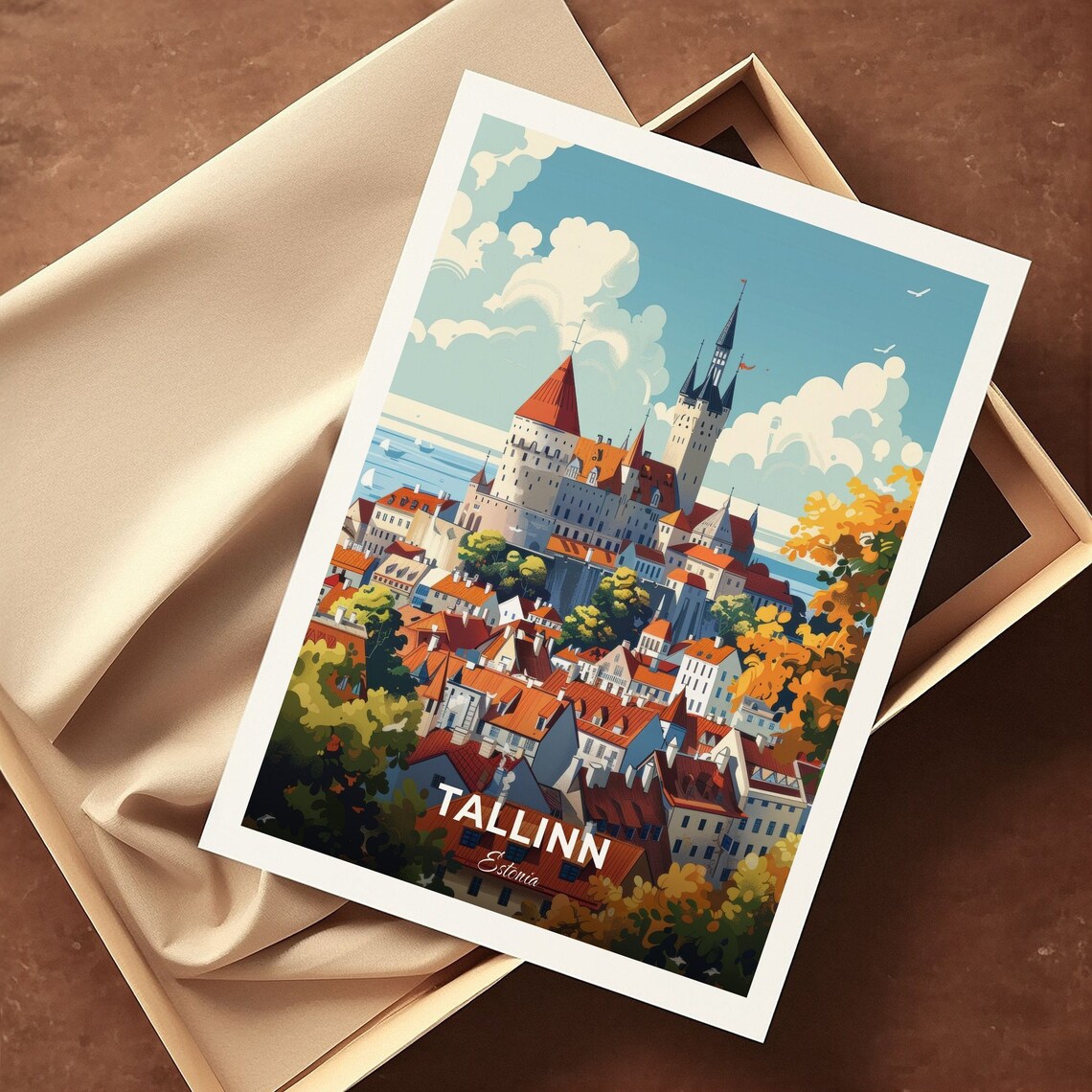 Tallinn Estonia Toompea Castle Old Town Vintage Travel Poster - Image 3