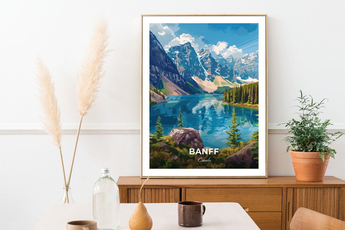 Banff Canada Turquoise Mountain Lake National Park Travel Poster - Image 2