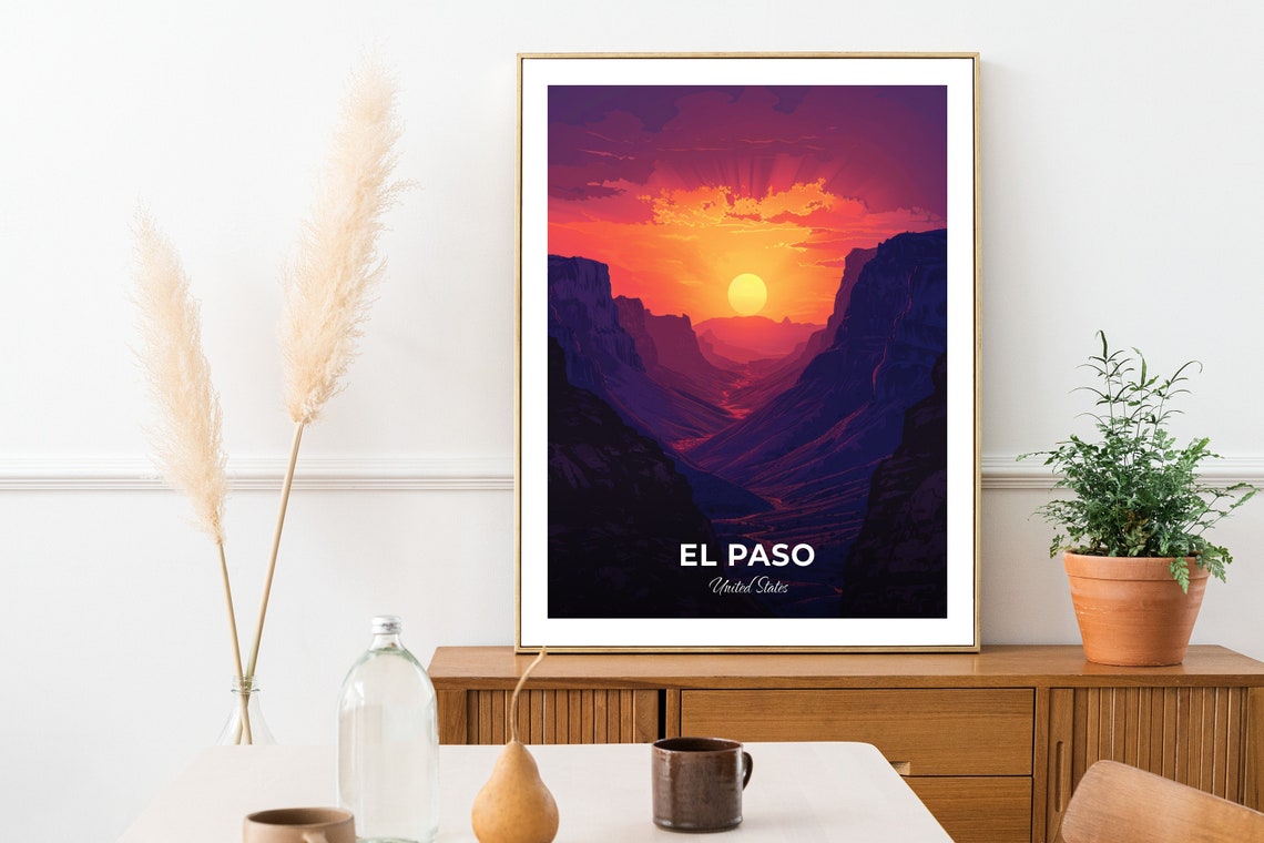 El Paso Canyon Sunset Glow Between Desert Mountain Cliffs Poster - Image 3