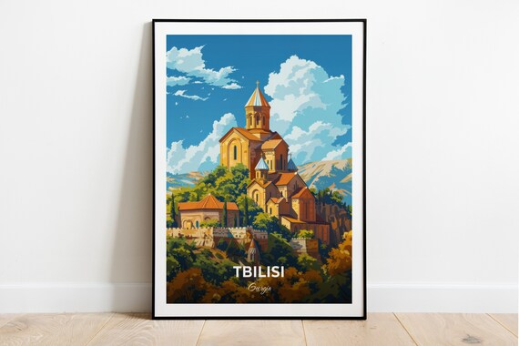 Tbilisi Georgia Sameba Holy Trinity Cathedral Hilltop Landmark Poster
