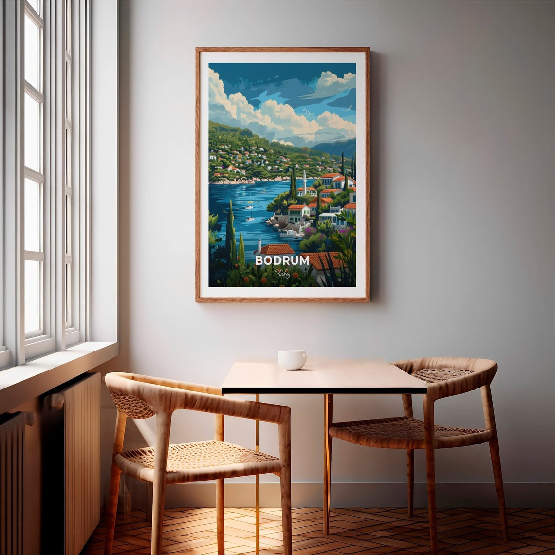 Bodrum Turkey Torba Hillside Village White Houses Blue Bay Poster - Image 2