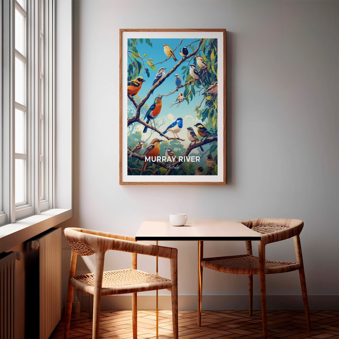 Murray River Australia Colorful Songbirds on Branches Travel Poster - Image 2