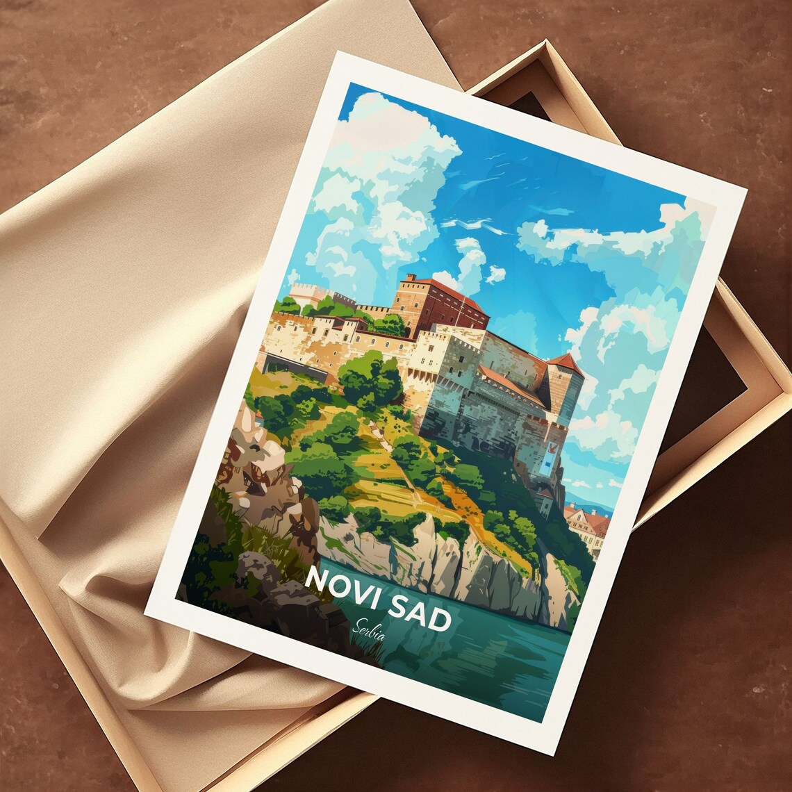 Novi Sad Petrovaradin Fortress Danube River Travel Poster Serbia - Image 3