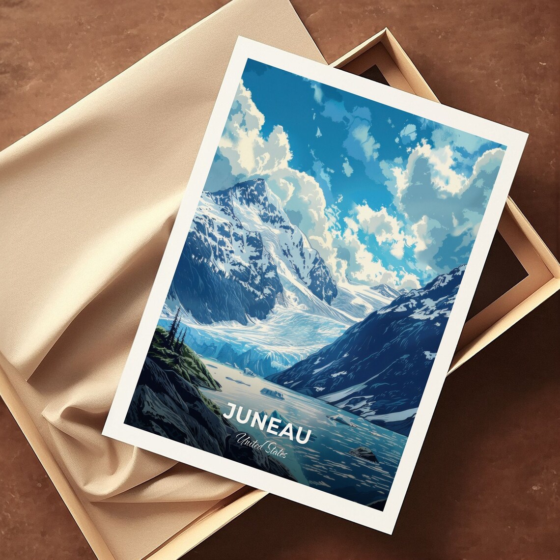 Juneau Alaska Glacier Lake Icebergs Snowy Peaks Travel Poster - Image 3