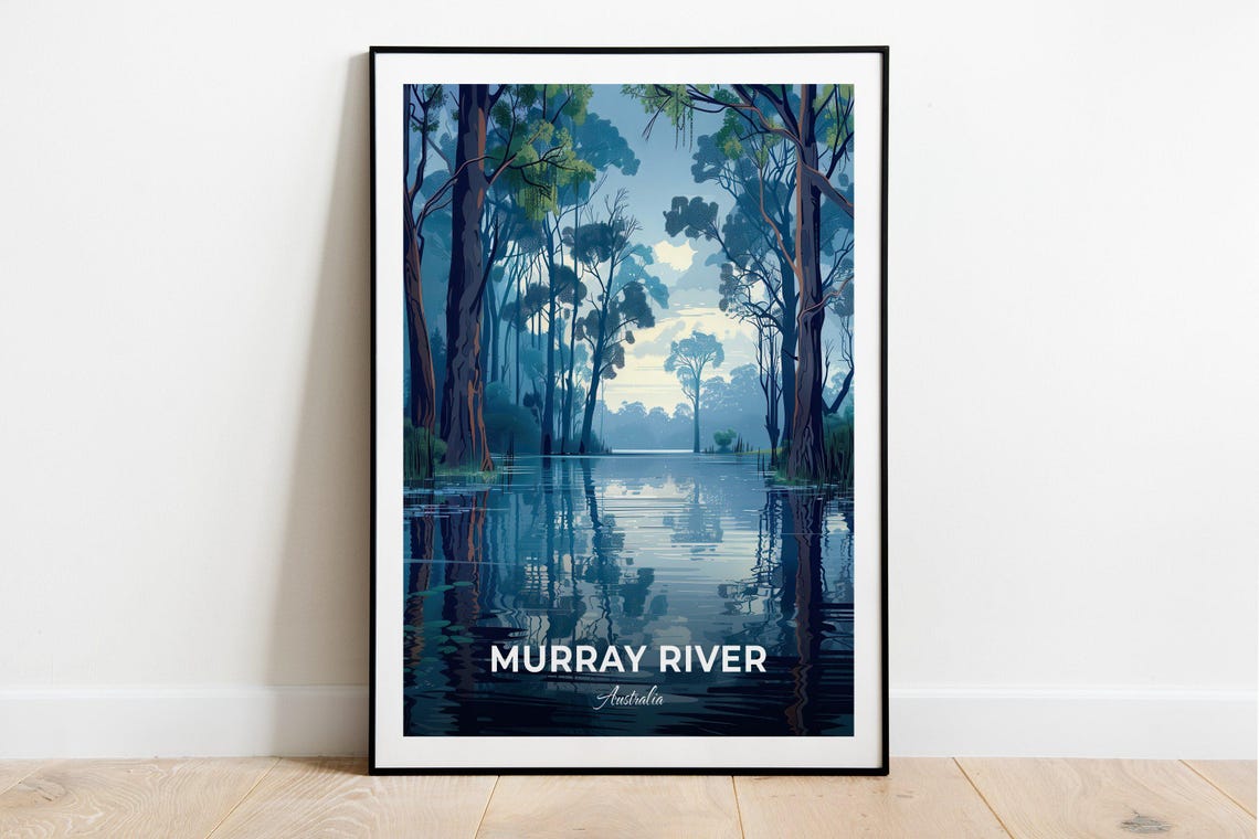 Murray River Australia Blue Forest River Reflections Travel Poster