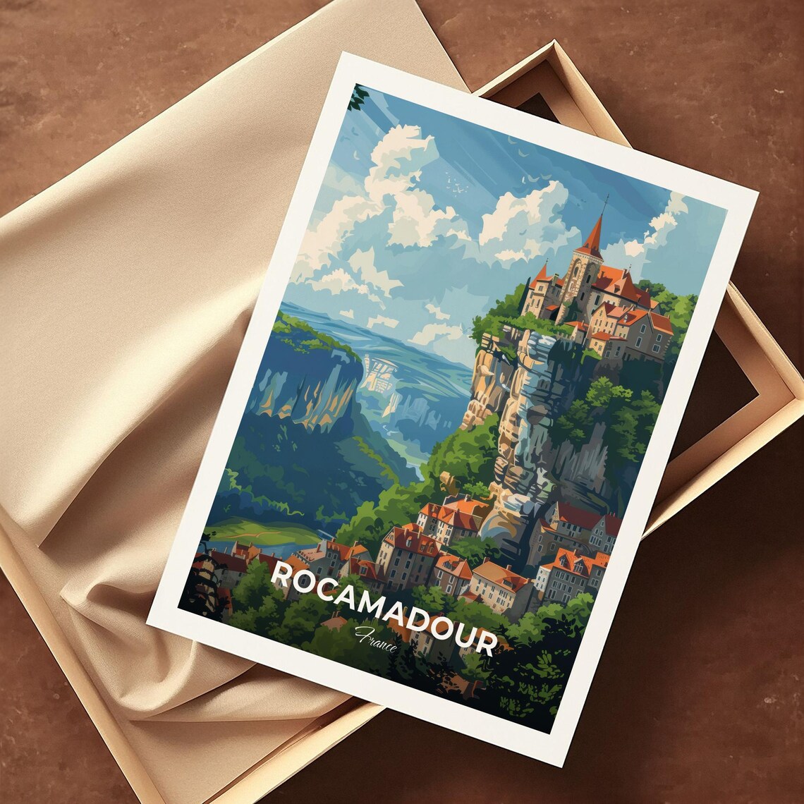 Rocamadour France Cliffside Medieval Village Vintage Travel Poster - Image 4