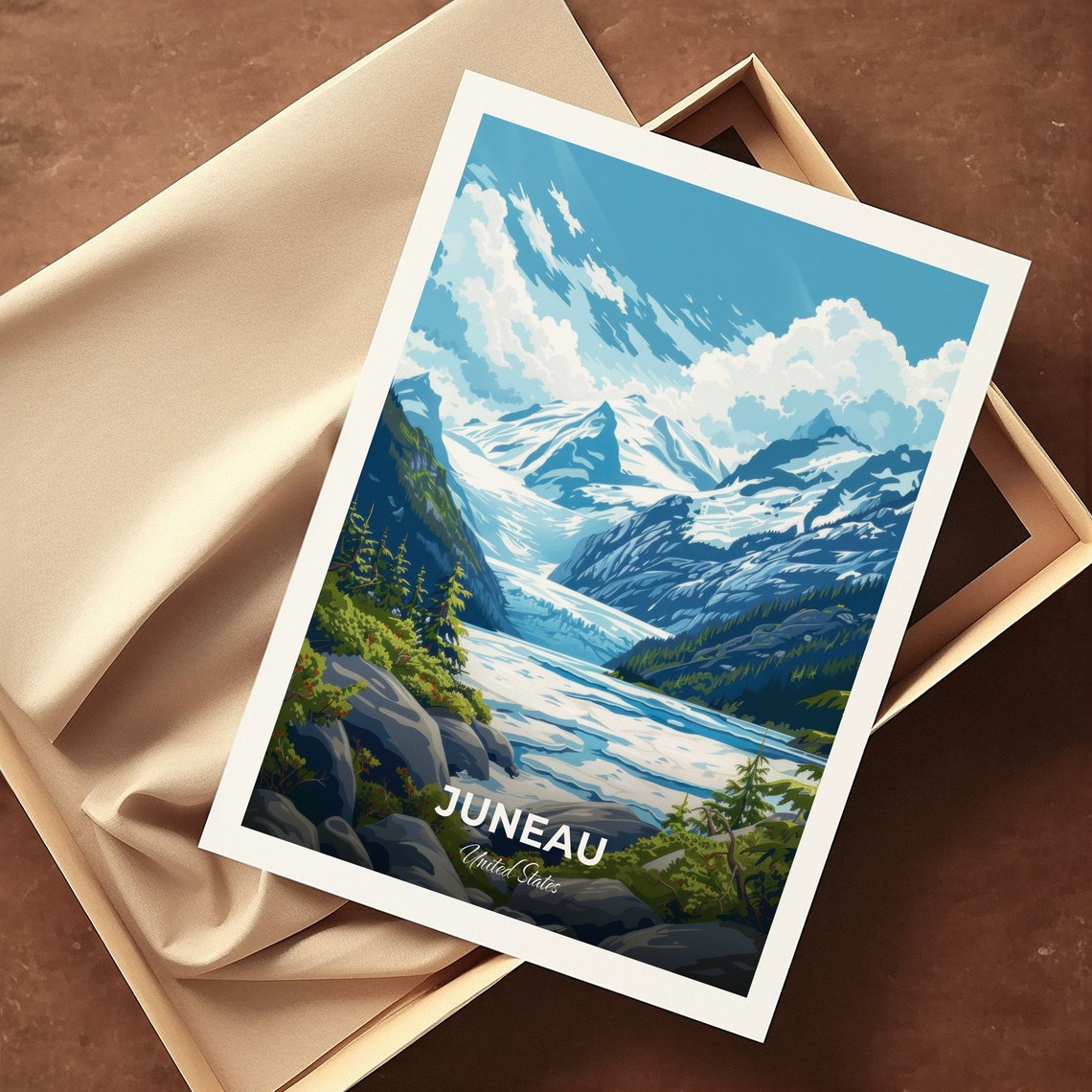 Juneau Alaska Mendenhall Glacier Icy Valley Peaks Scene Poster - Image 3