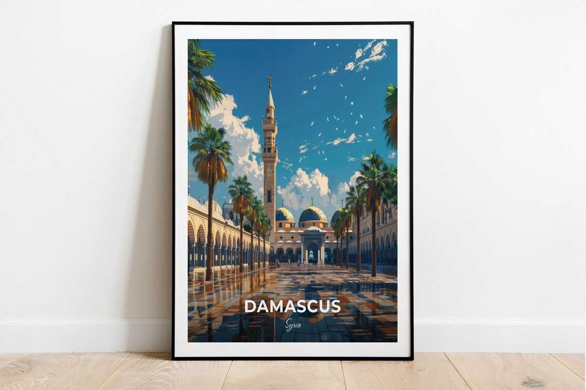 Damascus Syria Historic Umayyad Mosque Courtyard Palms Poster