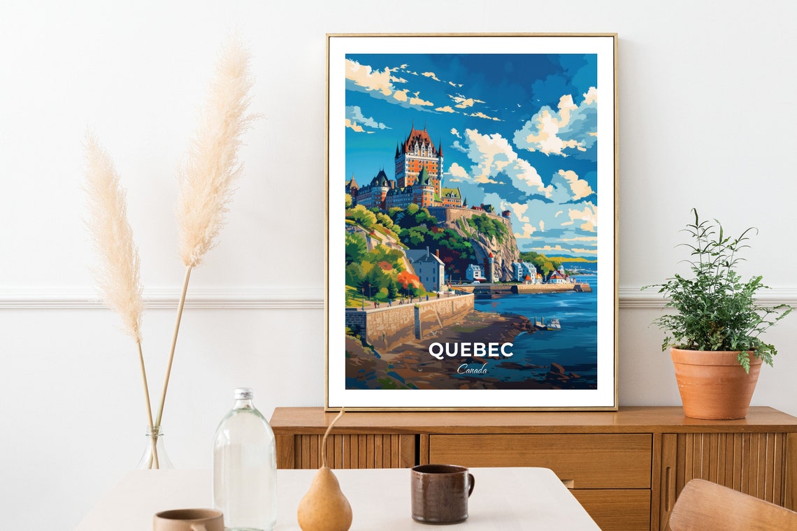 Quebec Canada Citadelle Cliffside Castle Waterfront Travel Poster - Image 2