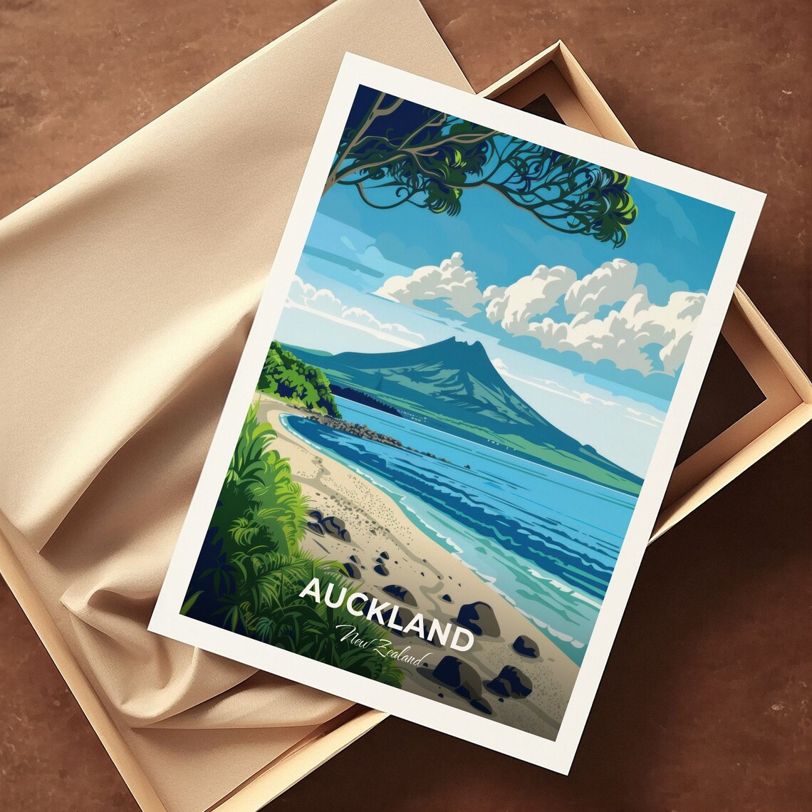Auckland New Zealand Rangitoto Island Beach Volcano Travel Poster - Image 3