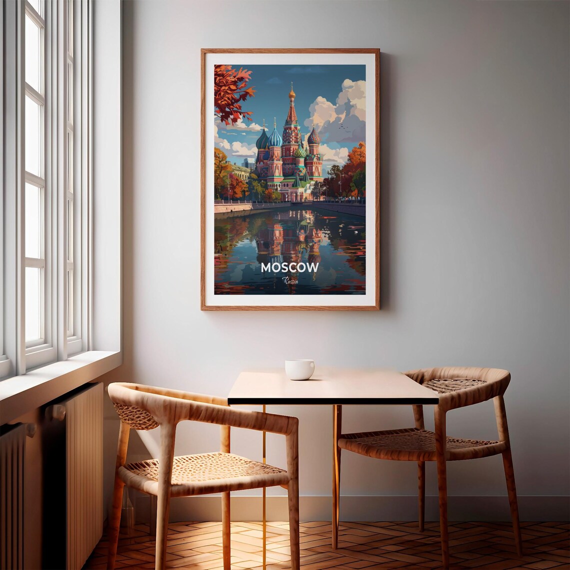 Moscow Russia Saint Basils Cathedral Autumn Vintage Travel Poster - Image 3