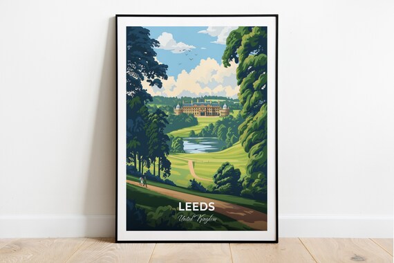 Leeds Harewood House Country Estate Lake England Travel Poster