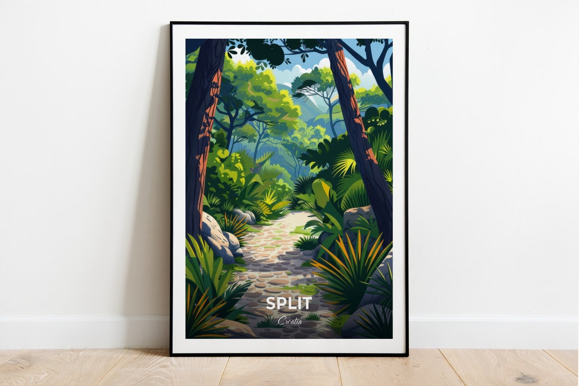 Split Croatia Forest Park Cobblestone Woodland Path Travel Poster
