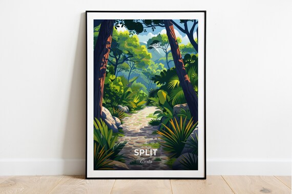 Split Croatia Forest Park Cobblestone Woodland Path Travel Poster