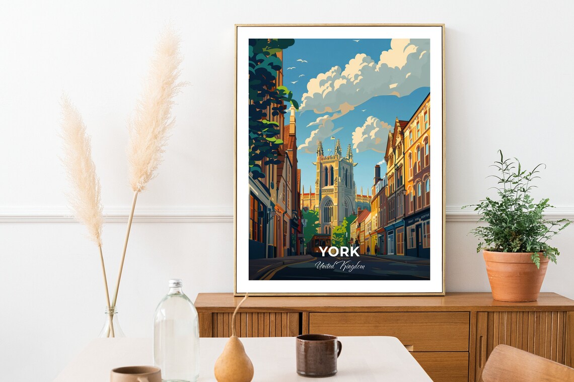 York United Kingdom York Minster Gothic Street Sunny Day Charm Poster - Image 2