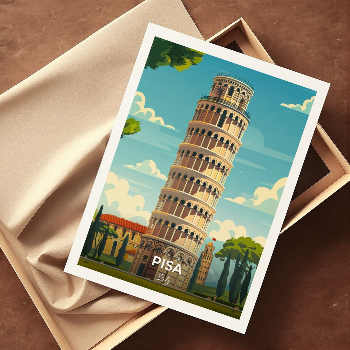 Pisa Leaning Tower Italy Icon Landmark Vintage Travel Wall Art - Image 3