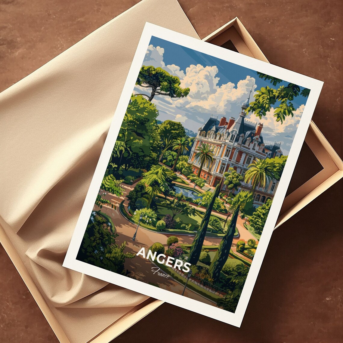 Angers France Garden Grand Chateau Grounds Trees Travel Poster - Image 3