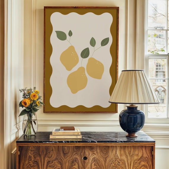 Lemon Wall Art Handmade Print Printed And Shipped Maximalist Kitchen Decor