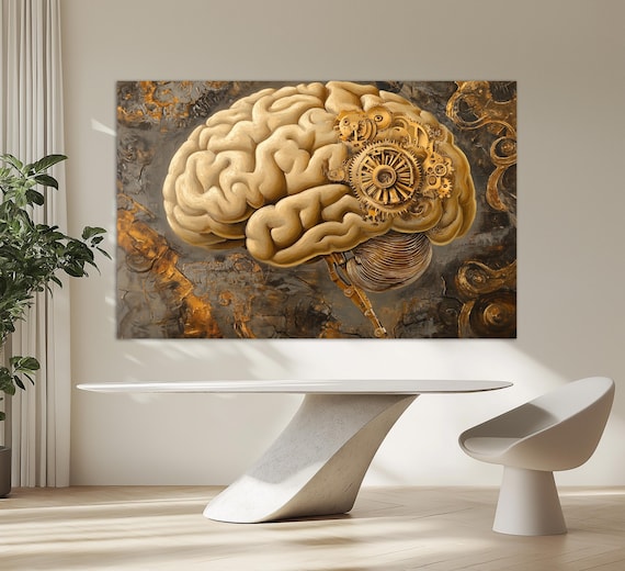 Abstract Human Brain Print Neuropathology Wall Art Hospital Wall Decor Doctor Gift Brain Poster Brain Wall Art Neurologist Gift