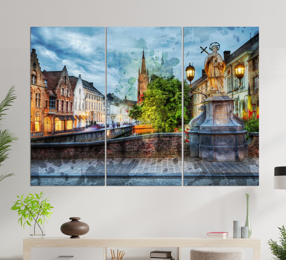 Statue of Saint Joannes Nepomucenus, Bruges Art Print - Image 2
