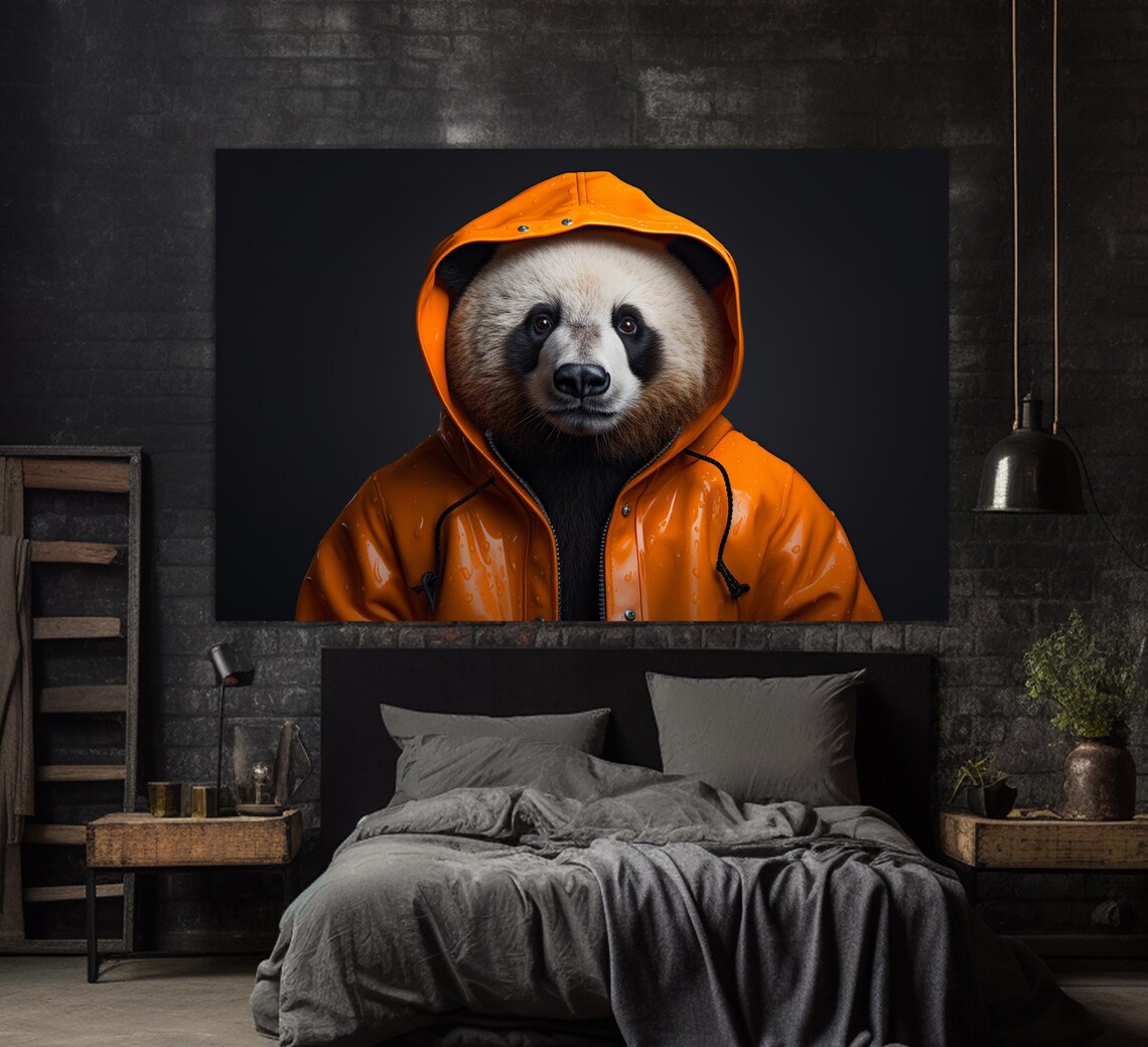 Panda In A Leather Jacket, Animal Art Print