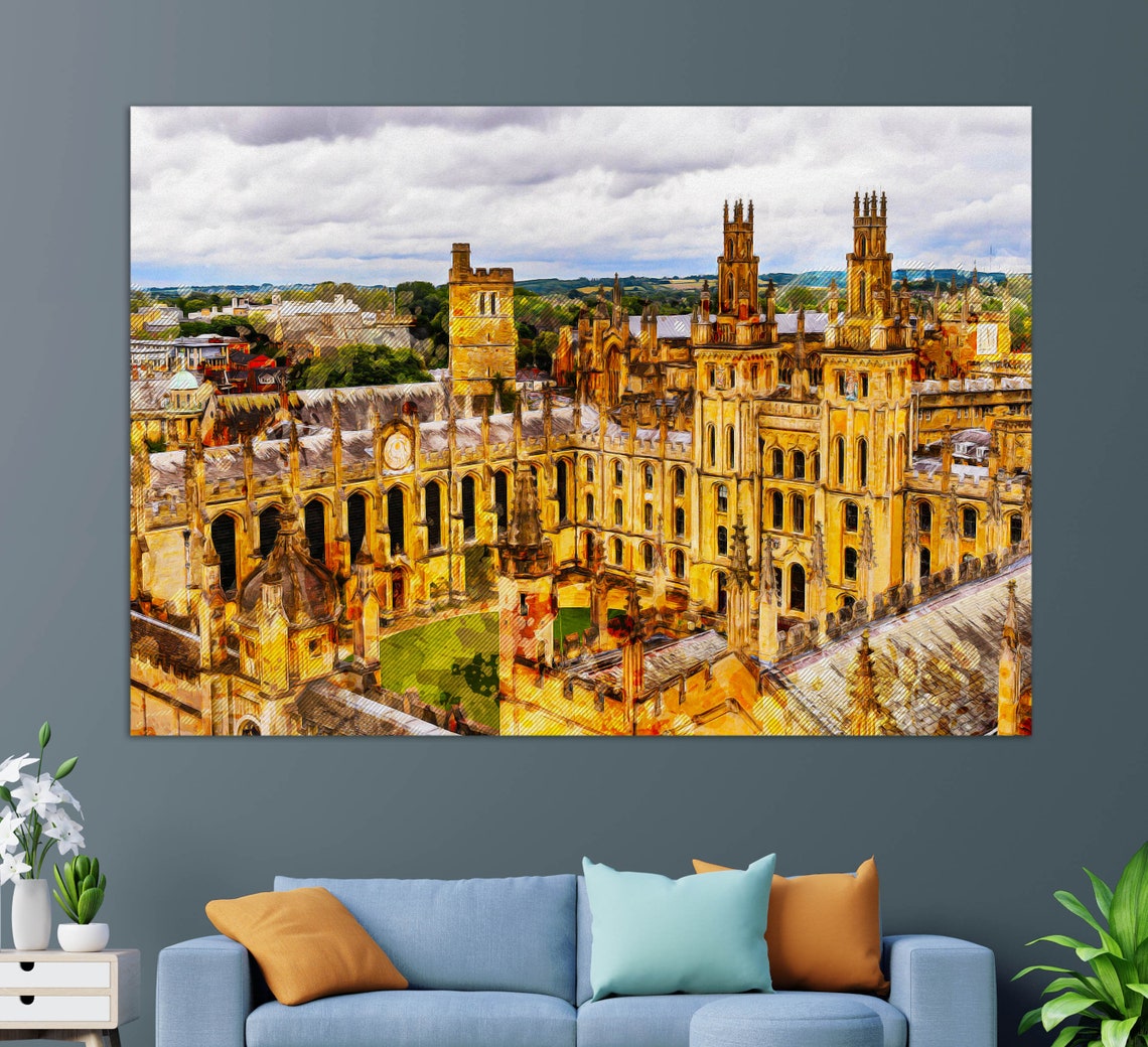 Oxford England University Aerial Triptych Historic Architecture Poster - Image 3