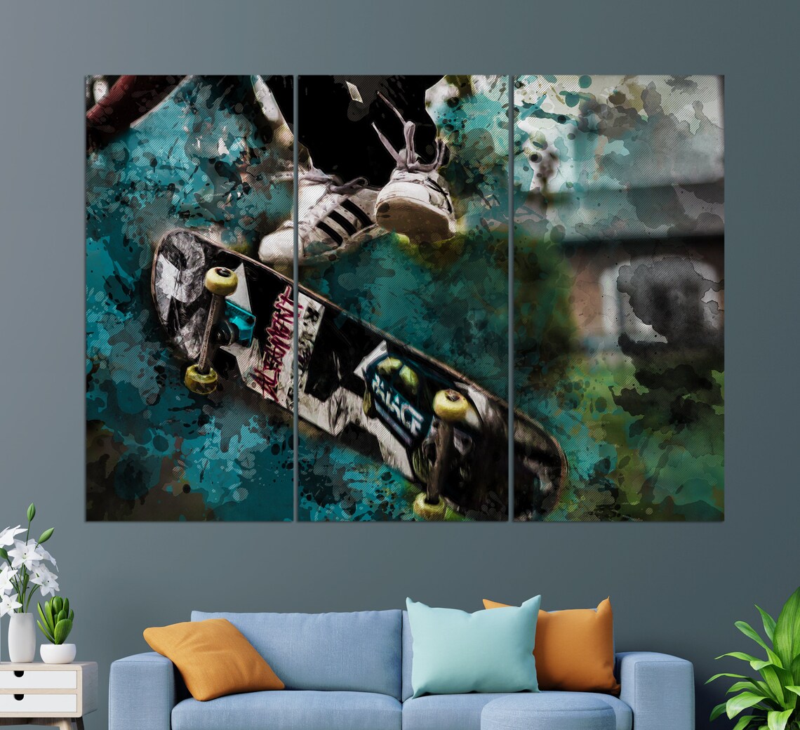 Skateboarding Painting, Skateboarder Art Print - Image 2