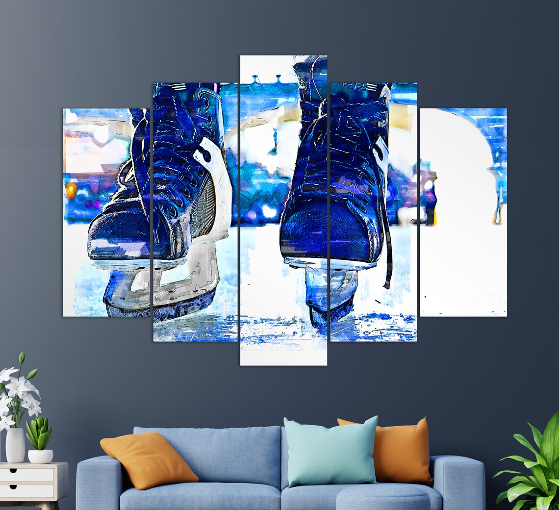 Abstract Ice Hockey Skates Art Print, Modern Decor - Image 3